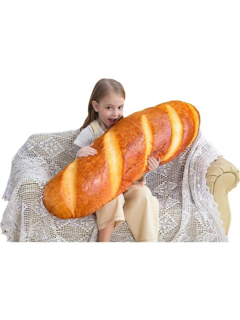 🆕  Simulation Bread Shape Pillow Soft Lumbar Baguette Back Cushion Funny Food